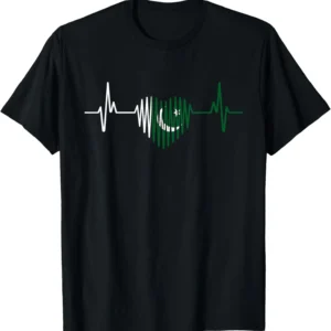 Heartbeat Design Pakistani Flag Pakistan T-Shirt